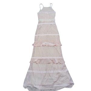 Speechless Womens Dress Gown Lace Beaded Formal Ruffle Coquette Dusty Pink sz 0